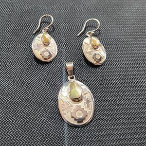 950 Peruvian Sterling Silver Earrings and Pendant